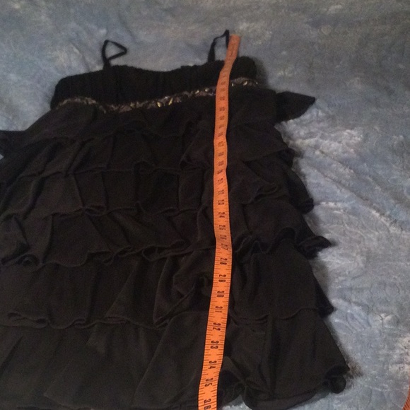 Cute black layered ruffle midi dress with sparkle sequins by Connected Apparel - Picture 11 of 13